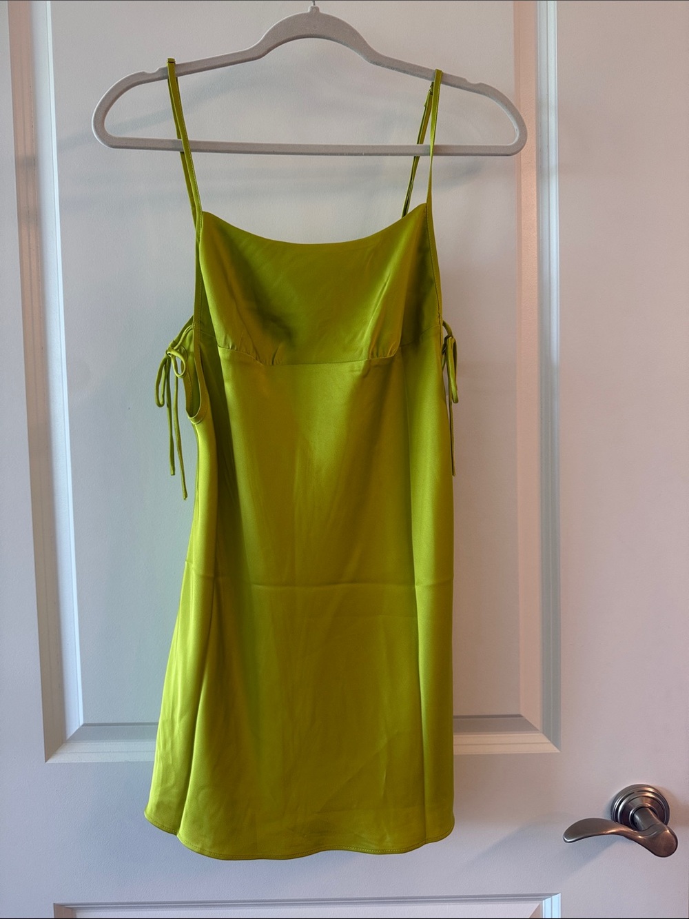 Rumored Lime Green Satin Slip Dress